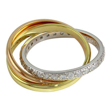 Load image into Gallery viewer, Sterling Silver Tri Color Ring Set With CZ