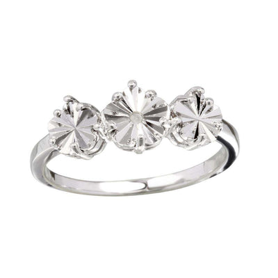 Sterling Silver Rhodium Plated Diamon Cut Past Present Future Shaped RingAnd Dimensions 6.5mm