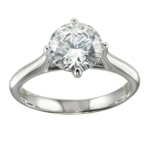 Load image into Gallery viewer, Sterling Silver Rhodium Plated Round Shaped Ring With CZ Stones