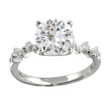 Load image into Gallery viewer, Sterling Silver Rhodium Plated Round Shaped Ladies Ring With CZ Stones
