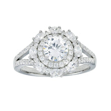 Load image into Gallery viewer, Sterling Silver Rhodium Plated Round Multi CZ Ring