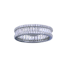 Load image into Gallery viewer, Sterling Silver Rhodium Plated CZ Baguette Band With Border Eternity Ring