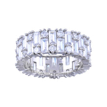 Load image into Gallery viewer, Sterling Silver Rhodium Plated CZ Baguette Band Ring
