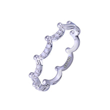 Load image into Gallery viewer, Sterling Silver Rhodium Plated Half Eternity Crown Clear CZ Ring