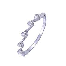 Load image into Gallery viewer, Sterling Silver Rhodium Plated Half Eternity Wave Clear CZ Ring