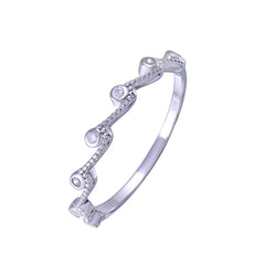 Sterling Silver Rhodium Plated Half Eternity Wave Clear CZ Ring