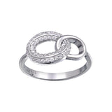 Sterling Silver Rhodium Plated Open Oval Link Clear CZ Ring