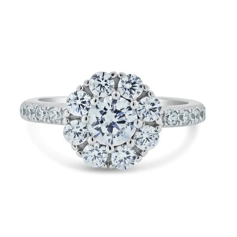 Sterling Silver Rhodium Plated Spinning Engagement CZ Encrusted Ring