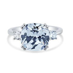 Sterling Silver Rhodium Plated 9MM Engagement CZ Ring