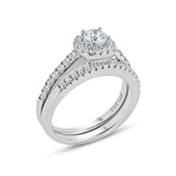 Sterling Silver Nickel Free Rhodium Plated Round Center CZ Bridal Ring