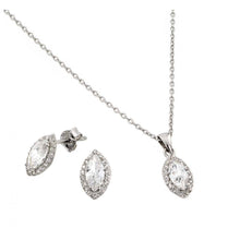 Load image into Gallery viewer, Sterling Silver Rhodium Plated Marqui CZ Stud Earring and Necklace Set