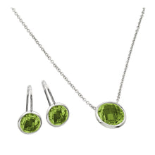Load image into Gallery viewer, Sterling Silver Rhodium Plated CZ Round Birthstone Lever Back Set-Aug