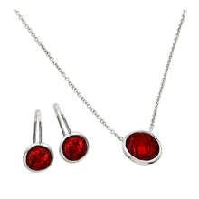 Load image into Gallery viewer, Sterling Silver Rhodium Plated CZ Round Birthstone Lever Back Set-Jan