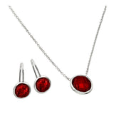Sterling Silver Rhodium Plated CZ Round Birthstone Lever Back Set-Jan