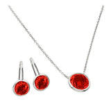 Sterling Silver Rhodium Plated CZ Round Birthstone Lever Back Set-Jul