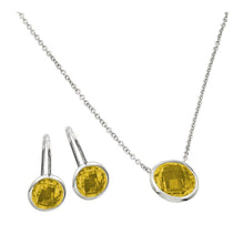 Load image into Gallery viewer, Sterling Silver Rhodium Plated CZ Round Birthstone Lever Back Set-Nov