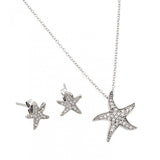 Sterling Silver Rhodium Plated Starfish Set
