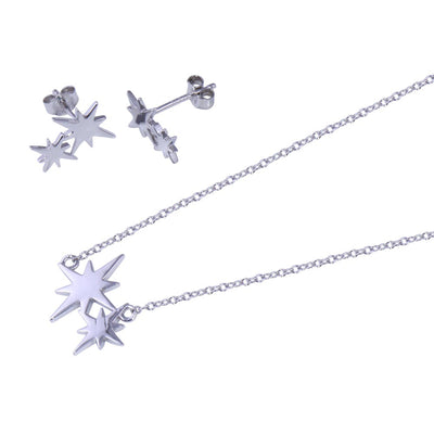 Sterling Silver Rhodium Plated Northstar Charm Set