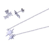 Sterling Silver Rhodium Plated Northstar Charm Set