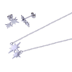 Sterling Silver Rhodium Plated Northstar Charm Set