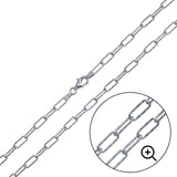 Sterling Silver Rhodium Plated 3.2mm Diamond Cut Paperclip Link Chain