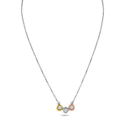 Sterling Silver 3 Toned Circles Necklace