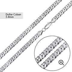 Sterling Silver Basic Dollar Miami Cuban 5.8mm Chain