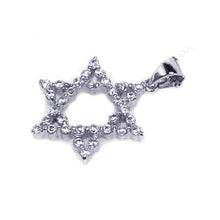 Load image into Gallery viewer, Sterling Silver Rhodium Plated Open Star CZ Dangling Wire Pendant