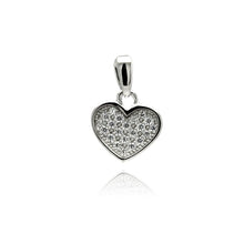 Load image into Gallery viewer, Sterling Silver Rhodium Plated Heart CZ Dangling Pendant Necklace