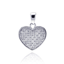 Load image into Gallery viewer, Sterling Silver Rhodium Plated Heart CZ Dangling Pendant Necklace