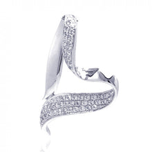 Load image into Gallery viewer, Sterling Silver Rhodium Plated Open Twisted Heart CZ Dangling Pendant Necklace