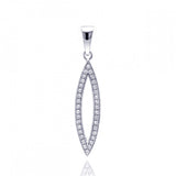 Sterling Silver Rhodium Plated Open Marque CZ Dangling Pendant