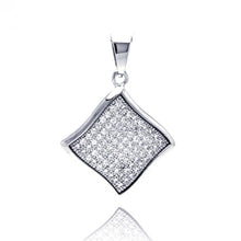 Load image into Gallery viewer, Sterling Silver Rhodium Plated Curvy Square CZ Dangling Pendant