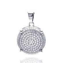 Load image into Gallery viewer, Sterling Silver Rhodium Plated Circle CZ Dngling Pendant