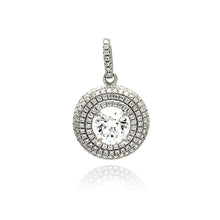 Load image into Gallery viewer, Sterling Silver Rhodium Plated Circle Micro Pave CZ Dangling Pendant