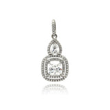 Sterling Silver Rhodium Plated Teardrop Micro Pave CZ Dangling Pendant