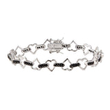 Sterling Silver and Black Rhodium Plated Multiple Open Heart CZ Bracelet