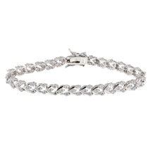 Load image into Gallery viewer, Sterling Silver Rhodium Plated Clear Tennis CZ Bracelet