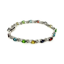Load image into Gallery viewer, Sterling Silver Multicolor Teardrop CZ Pearl Bracelet