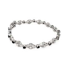 Load image into Gallery viewer, Sterling Silver Open Link Black CZ Bracelet