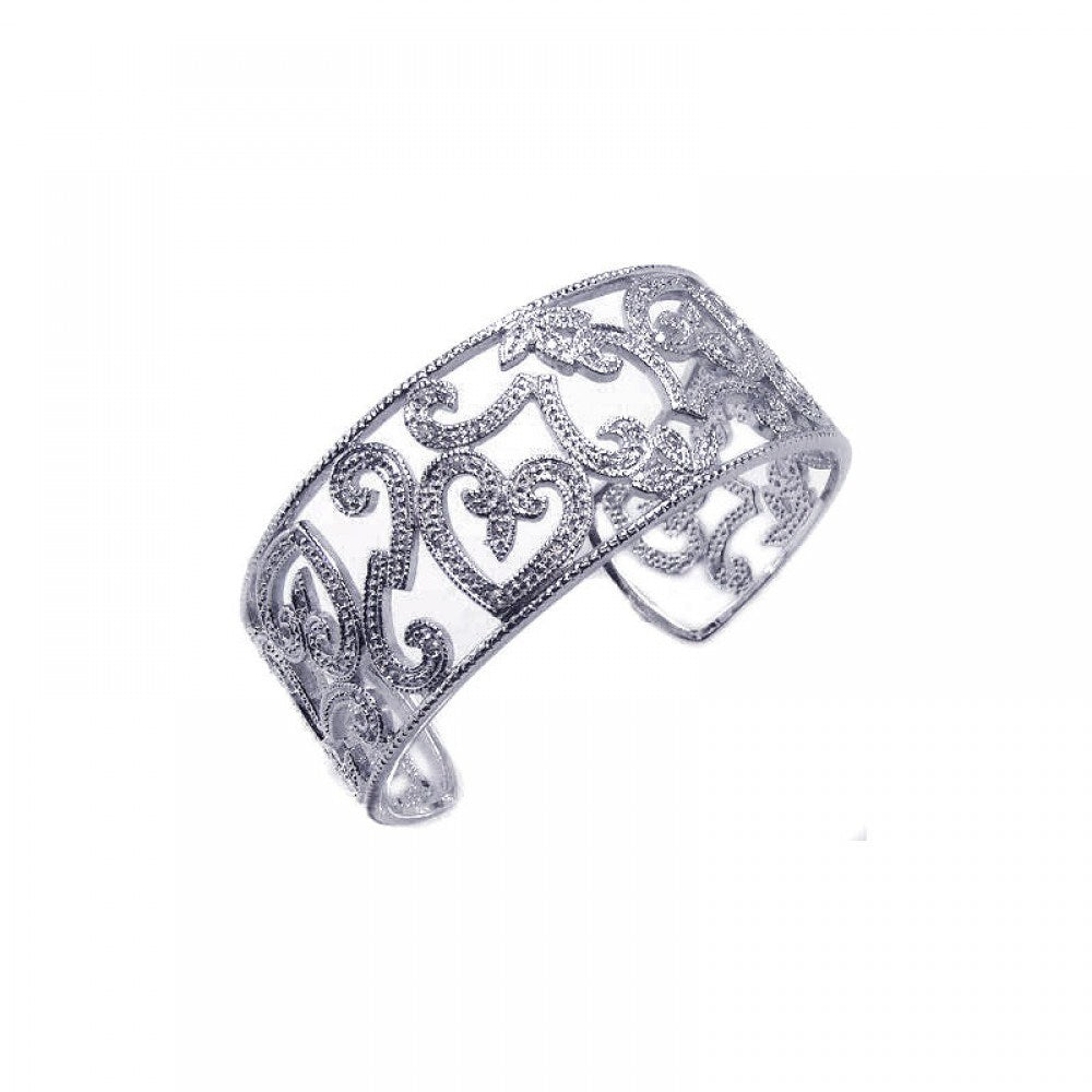 Sterling Silver Rhodium Plated Open Micro Pave CZ Bracelet