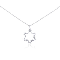 Sterling Silver Rhodium Plated Open Star CZ Necklace