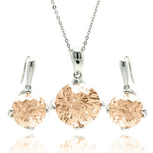 Load image into Gallery viewer, Sterling Silver Rhodium Plated Round Brown CZ Hook Earring and Necklace Set