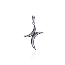 Load image into Gallery viewer, Sterling Silver half moon oxidized cross pendant