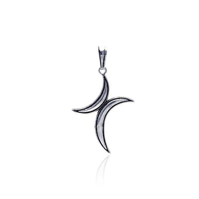 Sterling Silver half moon oxidized cross pendant