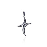 Sterling Silver half moon oxidized cross pendant