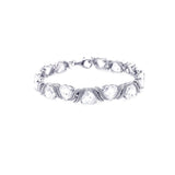 Sterling Silver Rhodium Plated Hear Clear CZ Tennis Bracelet