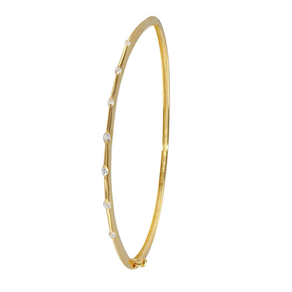 Sterling Silver Gold Plated Clear CZ Bangle Bracelet