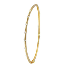 Sterling Silver Gold Plated Clear CZ Bangle Bracelet