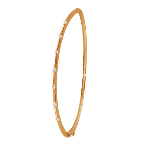 Sterling Silver Rose Gold Plated Clear CZ Bangle Bracelet